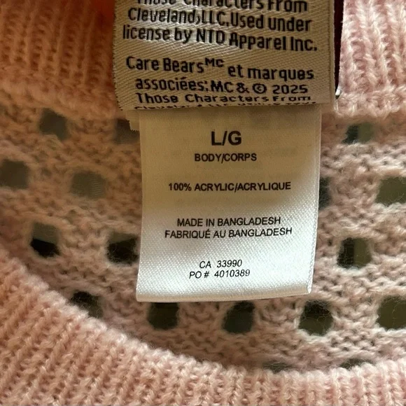 Care Bears Light Pink Knit Mesh Sweater - Picture 4 of 4